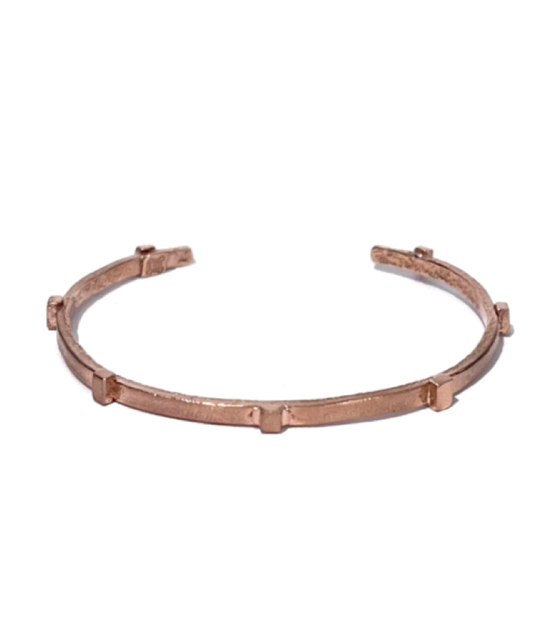 Amos thin rugged gold rose gold cuff bracelet designed by ZADEH for men and women